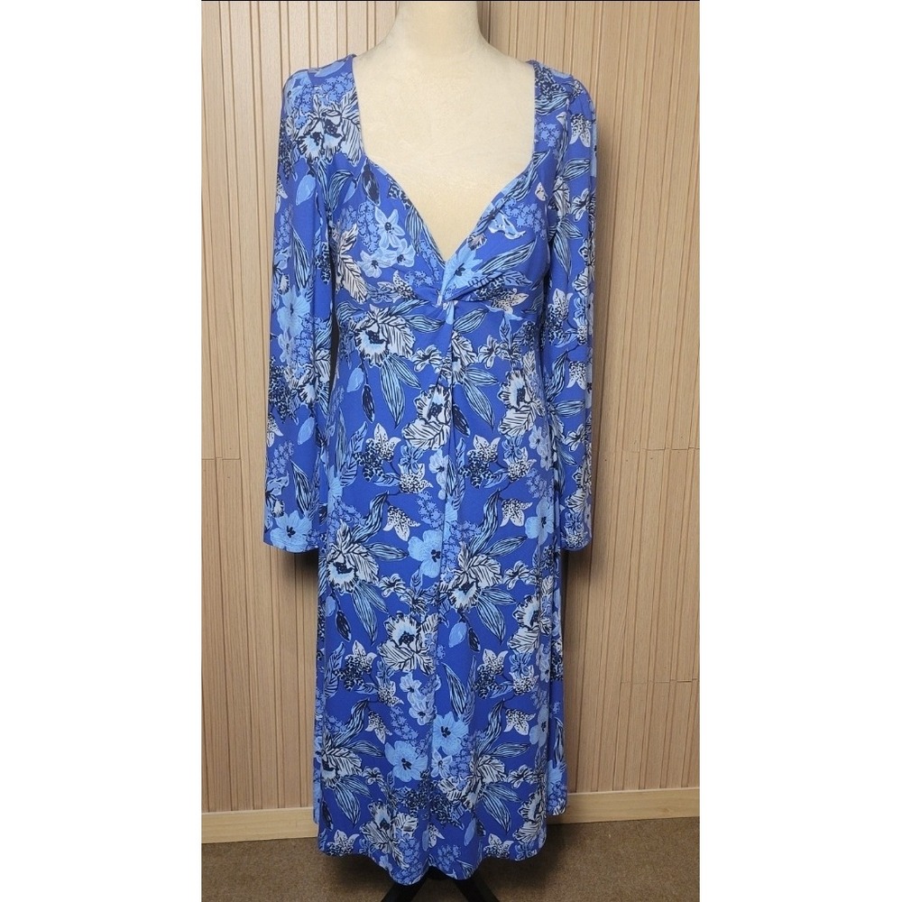Lilly Pulitzer Blue Floral Midi Dress